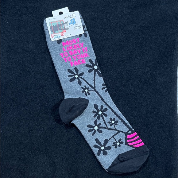 Blue Q: MOST LIKELY TO SAY IT TO YOUR FACE Socks - Picture 1 of 4